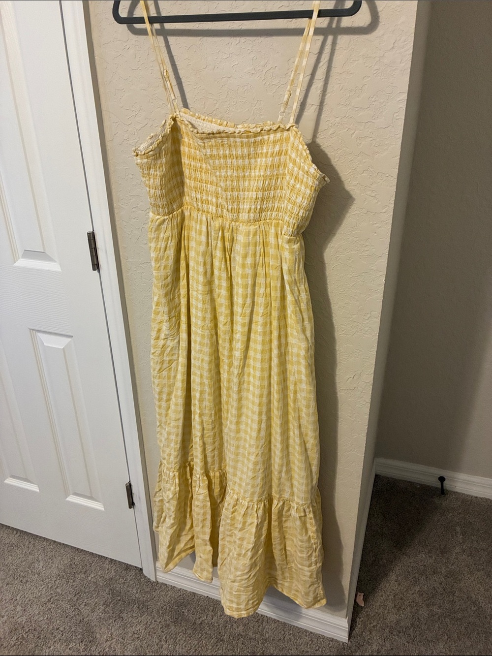 American Eagle Outfitters Yellow Gingham Smocked Sundress